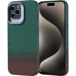 iPhone 15 Pro Kılıf Magsafe Şarj Özellikli Karbon Fiber Görünümlü Zore Nekst Kapak - Yeşil