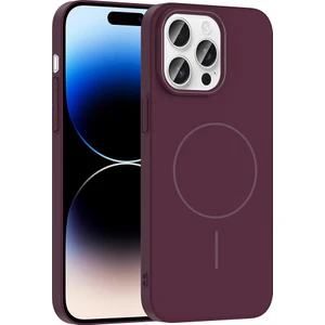 iPhone 14 Pro Max Kılıf Magsafe Şarj Özellikli Zore Ruby Silikon Kapak - Mürdüm