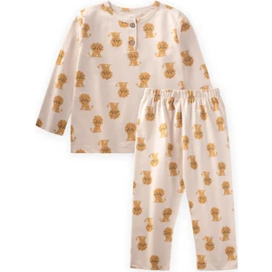 Desenli Pijama Takım 1-7 Yaş Ekru