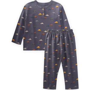 Desenli Pijama Takım 1-7 Yaş Gri