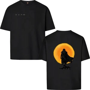 Book OrBook Dune Çöl Gezegeni Çift Taraf Tasarım  Çift Iplik Dokumalı Rahat Kalıp PAMUK T-Shirt