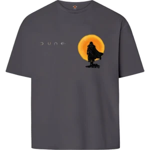 Book OrBook Dune Çöl Gezegeni Ön Tasarım  Çift Iplik Dokumalı Rahat Kalıp PAMUK T-Shirt