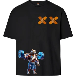 Book OrBook Warrior Bear  Çift Iplik Dokumalı Rahat Kalıp PAMUK T-Shirt