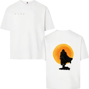 Book OrBook Dune Çöl Gezegeni Çift Taraf Tasarım  Çift Iplik Dokumalı Rahat Kalıp PAMUK T-Shirt