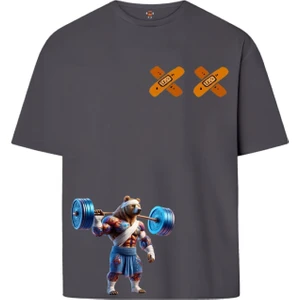 Book OrBook Warrior Bear  Çift Iplik Dokumalı Rahat Kalıp PAMUK T-Shirt