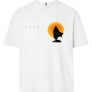 Book OrBook Dune Çöl Gezegeni Ön Tasarım  Çift Iplik Dokumalı Rahat Kalıp PAMUK T-Shirt