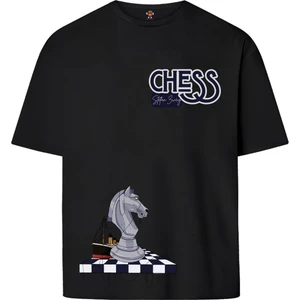 Book OrBook Stefan Zweig Satranç Çapraz Tasarım  Çift Iplik Dokumalı Rahat Kalıp Pamuk T-Shirt