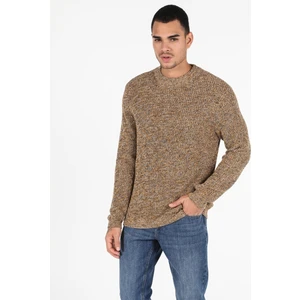 Regular Fit Yuvarlak Yaka  Erkek Sari Kazak