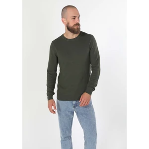 Regular Fit Yuvarlak Yaka Jakarlı Erkek Yeşil Kazak