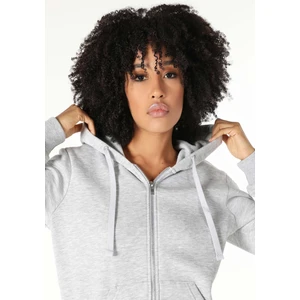 Regular Fit Kapüşonlu Düz Kadın Gri Sweatshirt