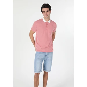 Regular Fit Polo Yaka Düz Erkek Kirmizi Kısa Kol Tişört