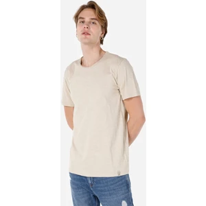 Regular Fit Bej Erkek Kısa Kol Tişört