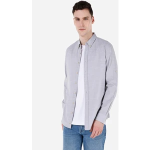 Regular Fit Shirt Neck Düz Erkek Taş Roll-Up Gömlek CL1058567