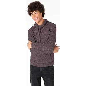 Slim Fit Turtle Neck Jakarlı Erkek Bordo Kazak