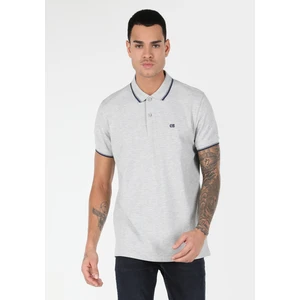 Regular Fit Polo Yaka Düz Erkek Gri Kısa Kol Tişört