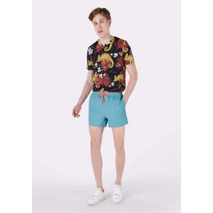Slim Fit Düz Erkek Mavi Deniz Şortu
