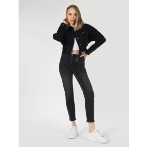 703 Carla Slim Fit Orta Bel Düz Paça Kadın Siyah Jean Pantolon