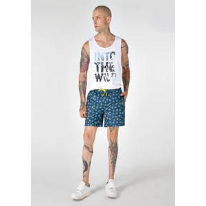 Slim Fit Baskılı Erkek Lacivert Deniz Şortu