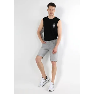 Straight Fit Düşük Bel  Erkek Gri Jean Şort