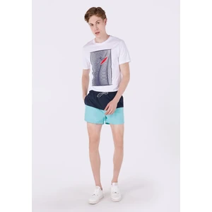 Slim Fit Düz Erkek Yeşil Deniz Şortu