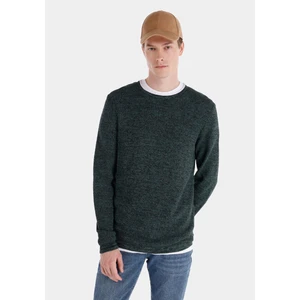 Slim Fit Yuvarlak Yaka Düz Erkek Yeşil Kazak