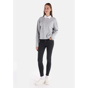 759 Lara Skinny Fit Orta Bel Dar Paça Kadın Siyah Jean Pantolon