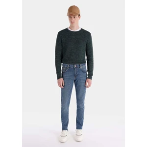 041 Danny Slim Fit Düşük Bel Dar Paça Erkek Koyu Mavi Jean Pantolon