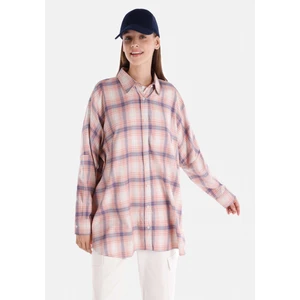 Relaxed Fit Shirt Neck Ekoseli Kadın Çok Renkli Uzun Kol Gömlek