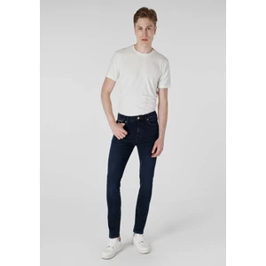 Skinny Fit Yüksel Bel Dar Paça Erkek Koyu İndigo Jean Pantolon