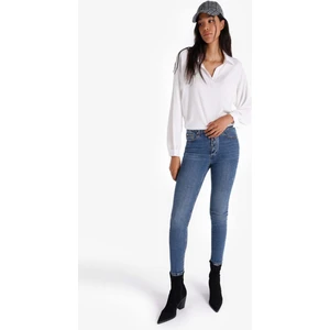 759 Lara Skinny Fit Orta Bel Dar Paça Kadın Mavi Jean Pantolon