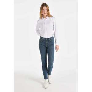 703 Carla Slim Fit Orta Bel Düz Paça Kadın Mavi Jean Pantolon