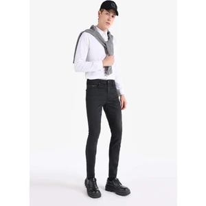 Slim Fit Düşük Bel Dar Paça Erkek Siyah Jean Pantolon