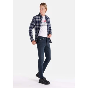 041 Danny Slim Fit Düşük Bel Dar Paça Erkek Koyu Mavi Jean Pantolon