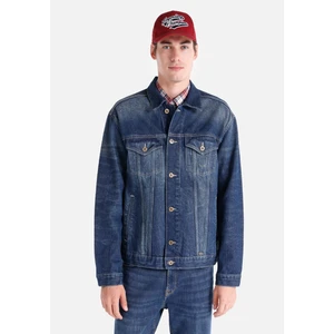 Oversize Fit Fermuarlı Astarsız  Erkek Mavi Ceket Cl1065593