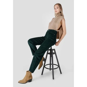 Regular Fit Yüksel Bel Geniş Paça Kadın Yeşil  Pantolon