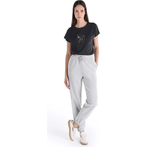 Regular Fit Orta Bel Düz Kadın Gri Eşofman Altı