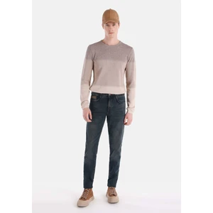 041 Danny Slim Fit Yüksel Bel Dar Paça Erkek Mavi Jean Pantolon