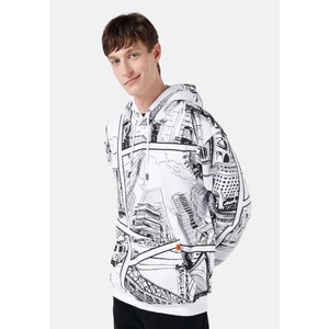 Regular Fit Baskılı Beyaz Erkek Sweatshirt