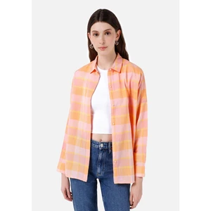 Relaxed Fit Shirt Neck  Kadın Turuncu Uzun Kol Gömlek Cl1067672