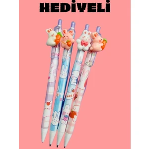 ÖZ OFİS Happy Good Rabbit 4'lü Mekanik Kalem Seti 0,7 mm Plastik Gövde Renkli Tasarım