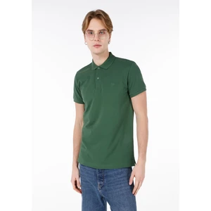 Classic Fit Polo Yaka Düz Erkek Yeşil Kısa Kol Tişört