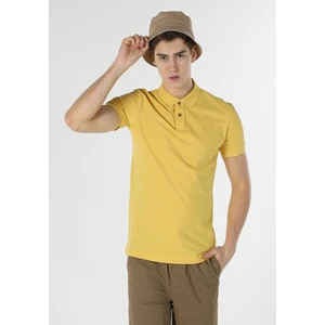 Slim Fit Polo Yaka Düz Erkek Sari Kısa Kol Tişört