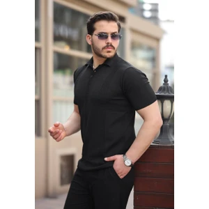 Erkek Polo Yaka Saç Örgü Polyemid T-Shirt Triko Terletme Yapmaz