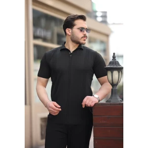 Erkek Polo Yaka Saç Örgü Polyemid T-Shirt Triko Terletme Yapmaz