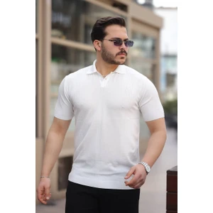 Erkek Polo Yaka Saç Örgü Polyemid T-Shirt Triko Terletme Yapmaz