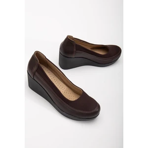 Kadın Dolgu Topuk Ayakkabı Kahve Streç Ortopedik