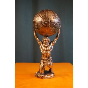 Atlas Biblo Güçlü ve Etkileyici Tasarım: 32  cm  Atlas Gümüş Heykel Ev Dekor Hediyelik Aksesuar