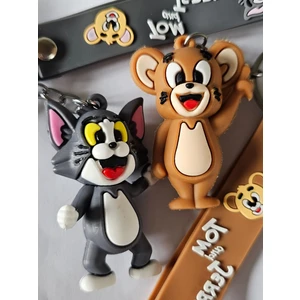 Tom ve Jerry Silikon Çift Anahtarlığı ve Çanta Aksesuarı