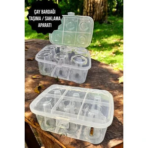 Pratik 6 Bölmeli Çay Bardağı Taşıma / Saklama Aparatı Kutusu Seyahat Piknik Karavan Bardaklık