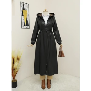 Mac Moda Tünel Bağcıklı Kapşonlu Uzun Deri Kap